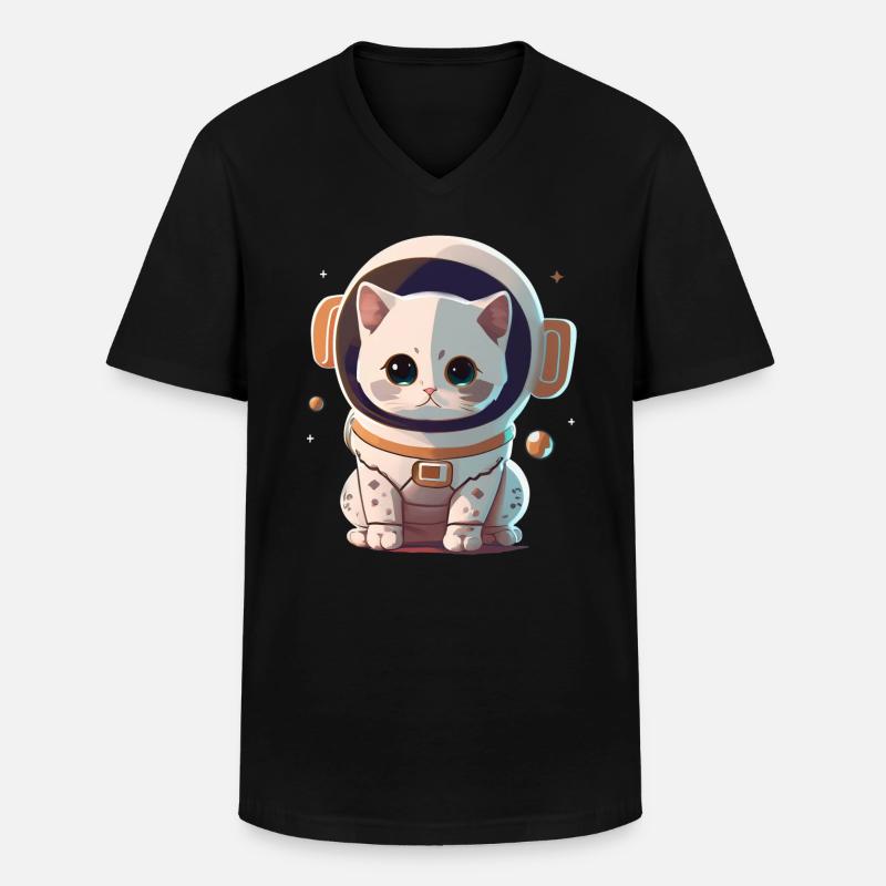 Niedlicher Chatstronaut #2 - Männer-T-Shirt mit V-Ausschnitt - Schwarz