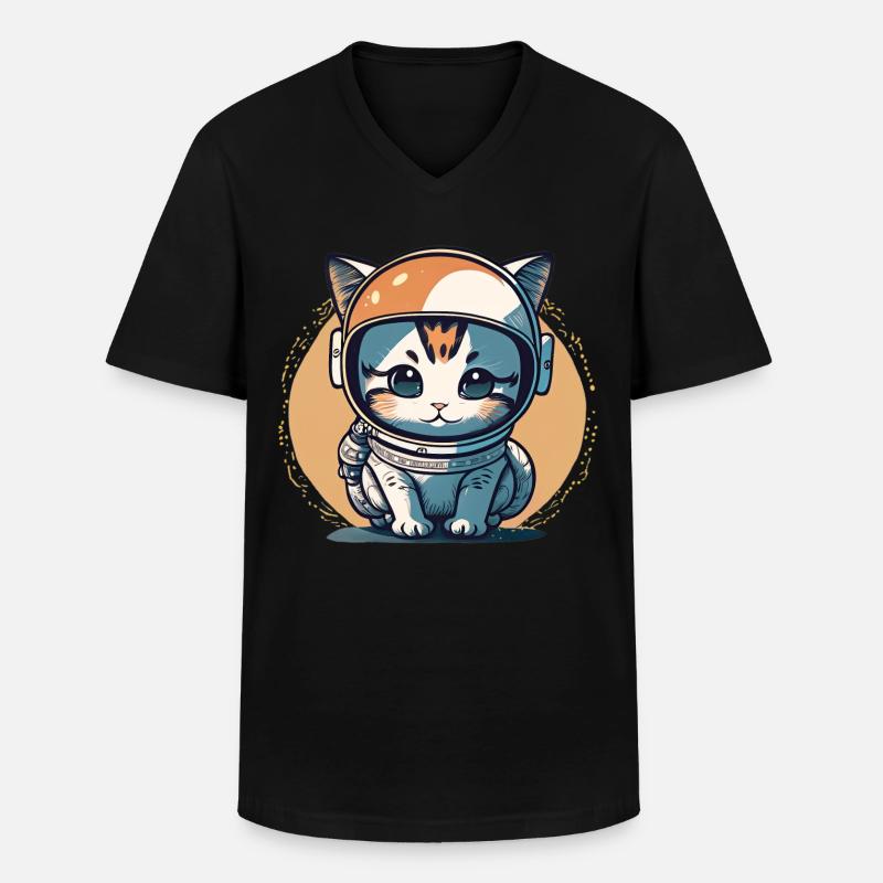 Niedlicher Chatstronaut #9 - Männer-T-Shirt mit V-Ausschnitt - Schwarz
