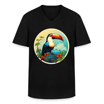Toucan on the beach - Men's V-Neck T-Shirt - black - Front - AI Model Male 178 dark (178cm)