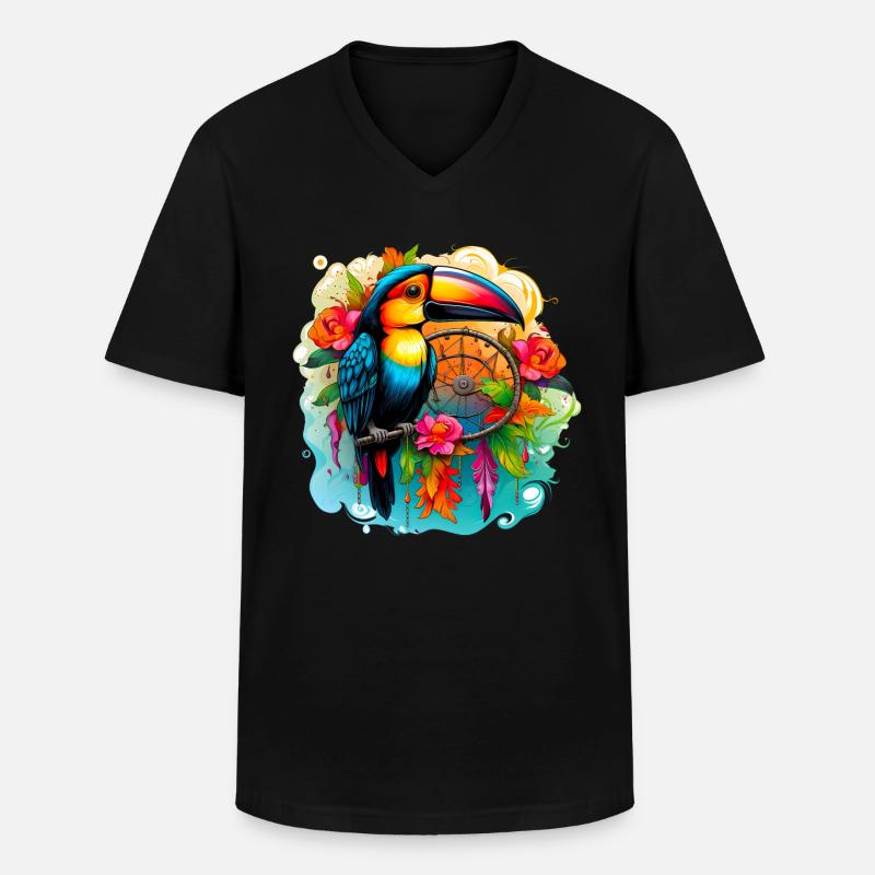 Traum Tukan - Männer-T-Shirt mit V-Ausschnitt - Schwarz