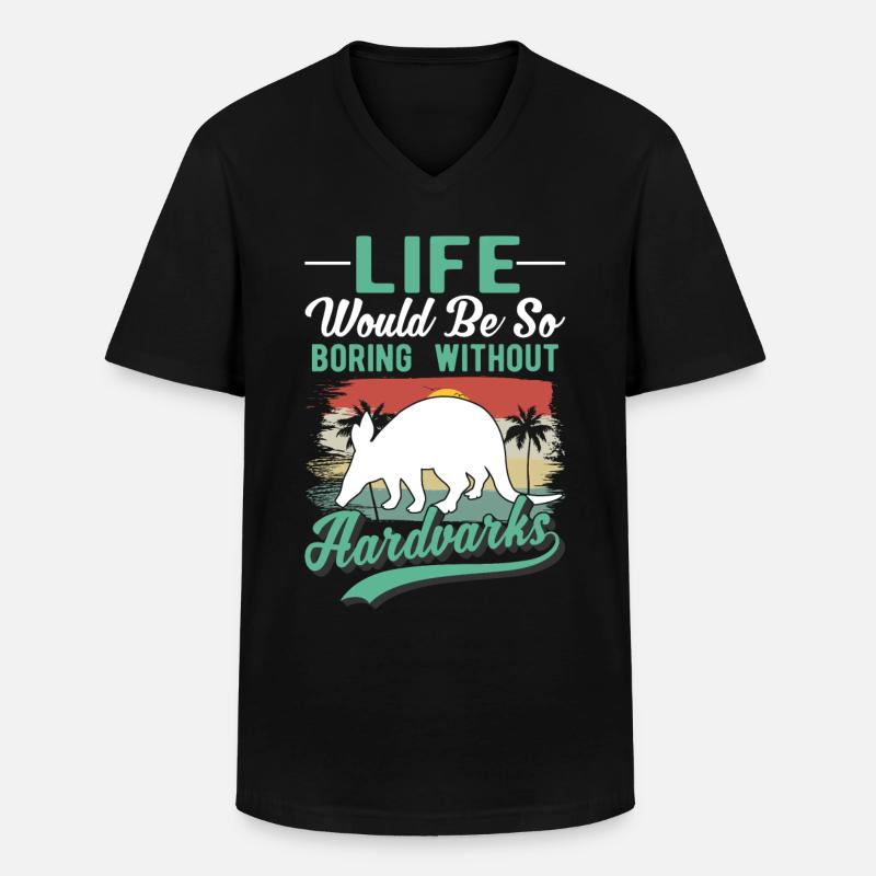 Erdferkel Geschenk Aardvark - Männer-T-Shirt mit V-Ausschnitt - Schwarz