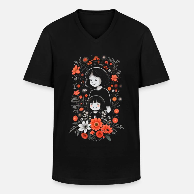 Mama und Tochter - Männer-T-Shirt mit V-Ausschnitt - Schwarz