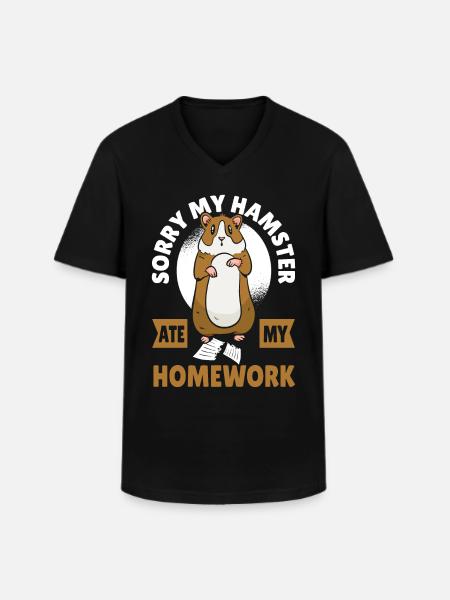 Désolé, mon hamster a mon - T-shirt col V Homme - noir