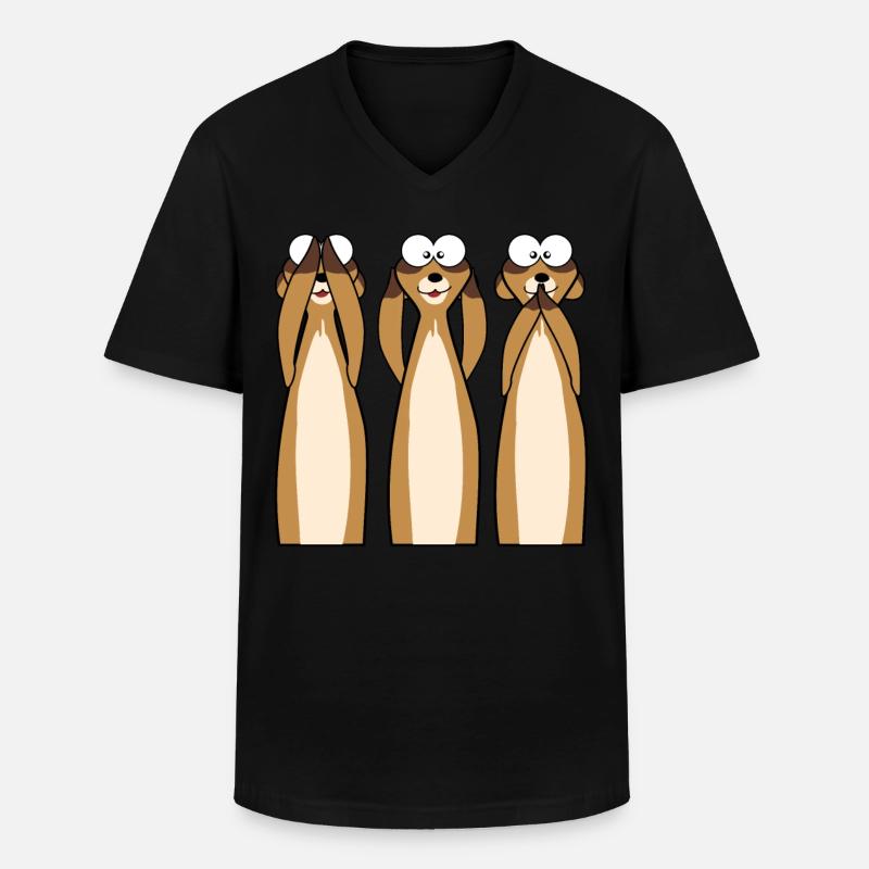 Erdmännchen statt 3 Affen - Männer-T-Shirt mit V-Ausschnitt - Schwarz