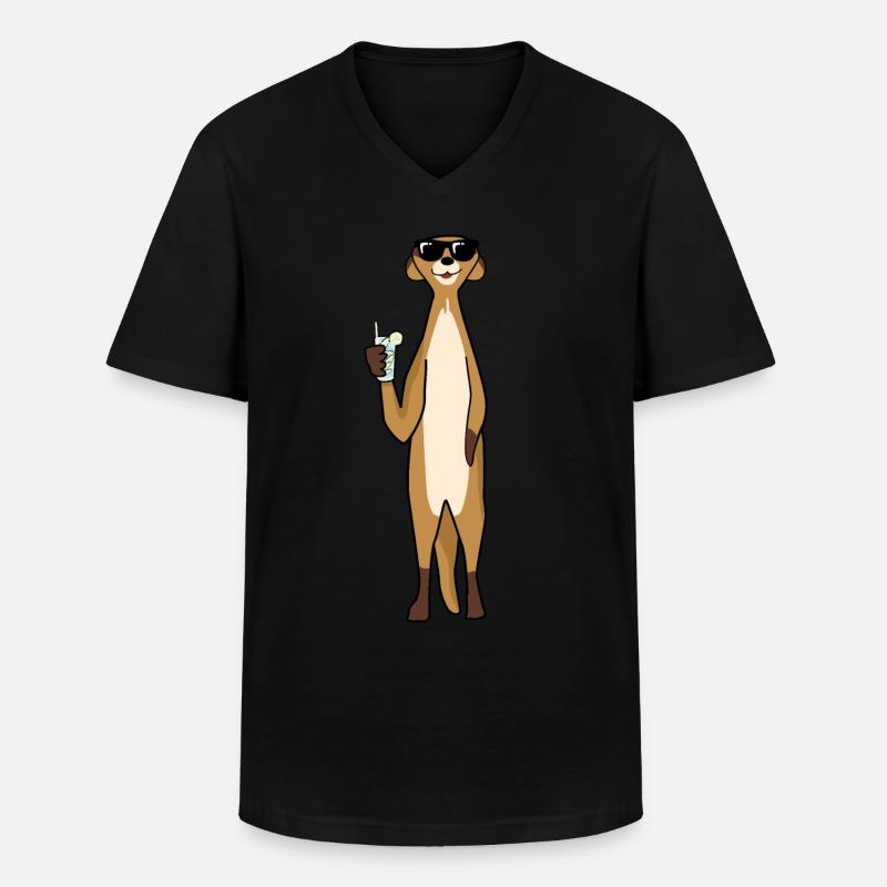 Erdmännchen mit Cocktail Sonnenbrille - Männer-T-Shirt mit V-Ausschnitt - Schwarz