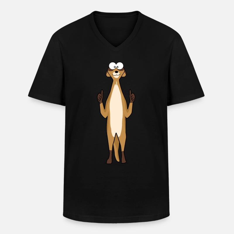 Erdmännchen Daumen hoch - Männer-T-Shirt mit V-Ausschnitt - Schwarz