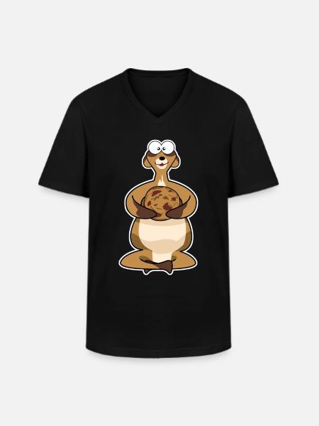 fat meerkat with biscuit - Men's V-Neck T-Shirt - black