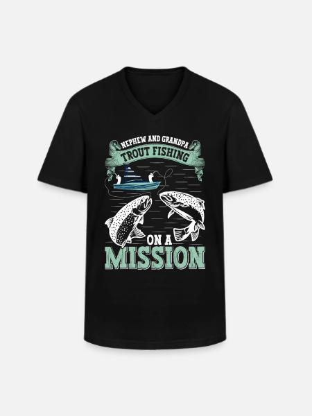 Funny Fishing Men Women - Men's V-Neck T-Shirt - black