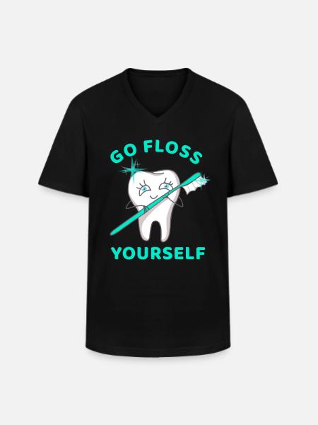 Go Floss Yourself - Men's V-Neck T-Shirt - black