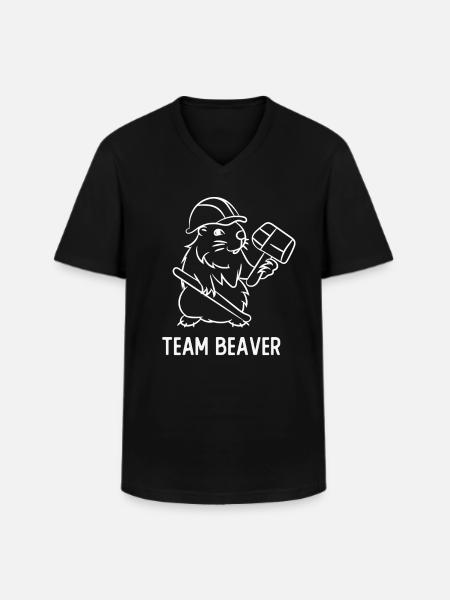 Team Beaver - Men's V-Neck T-Shirt - black