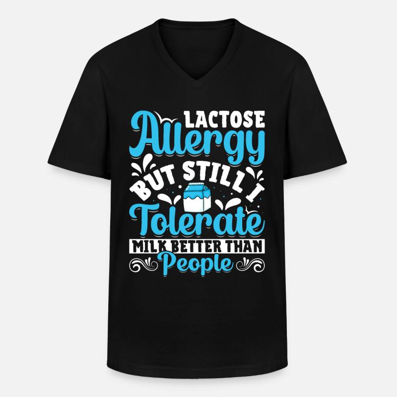 Lactose Intolerant Dairy - Männer-T-Shirt mit V-Ausschnitt - Schwarz