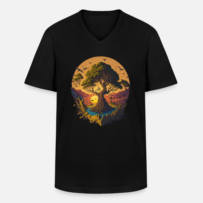 Bonsai Baum Bonsaischale Japanischer Baum - Männer-T-Shirt mit V-Ausschnitt - Schwarz