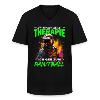 Ich brauch keine Therapie ich geh zum Paintball - Männer-T-Shirt mit V-Ausschnitt - Schwarz - Vorne - AI Model Male 178 dark (178cm)