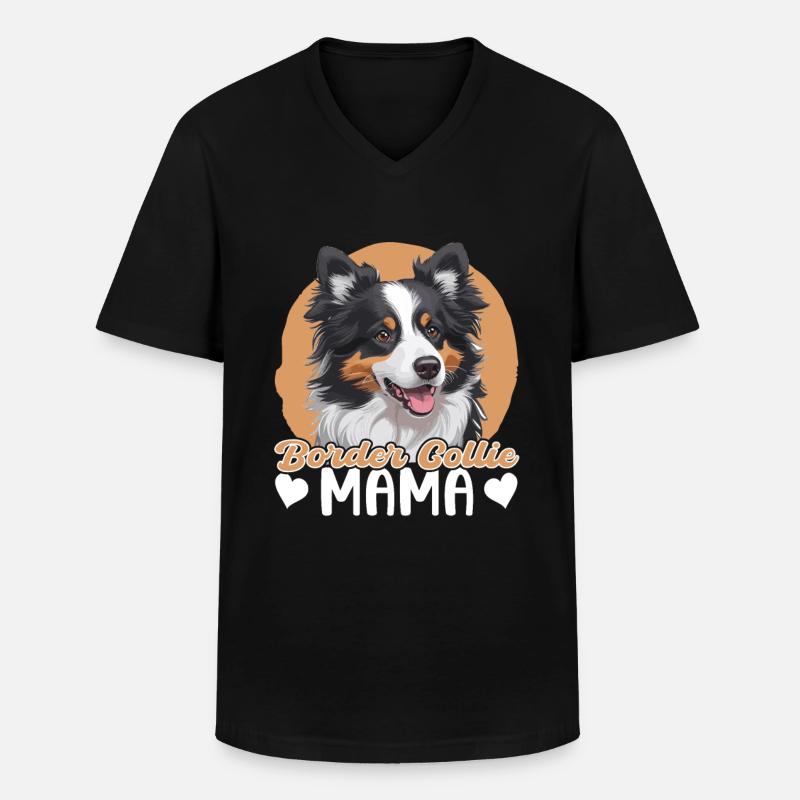 Border Collie Mama - Männer-T-Shirt mit V-Ausschnitt - Schwarz