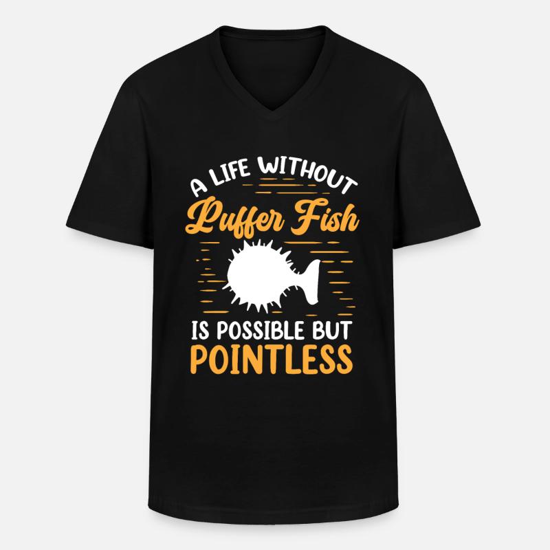 Leben ohne Kugelfisch Riesenkugelfisch - Männer-T-Shirt mit V-Ausschnitt - Schwarz