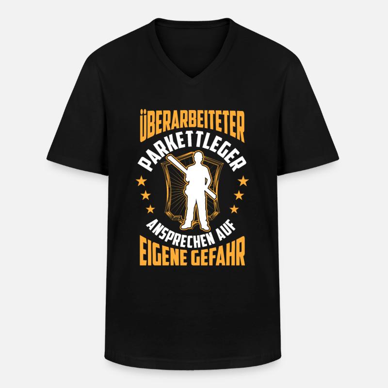 Überarbeiteter Parkettleger Fußbodenleger - Männer-T-Shirt mit V-Ausschnitt - Schwarz