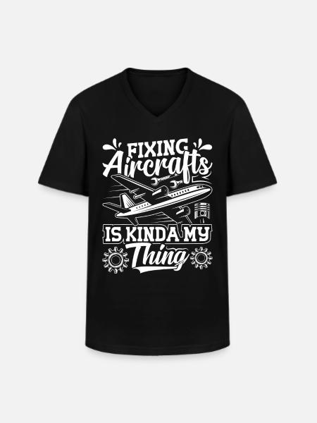 Love Airplane aviation - Men's V-Neck T-Shirt - black