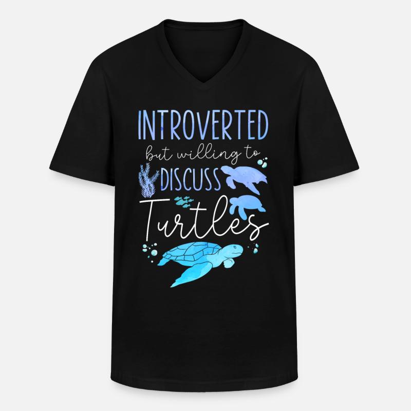 Sea Turtle Tortoise Introverted - Männer-T-Shirt mit V-Ausschnitt - Schwarz