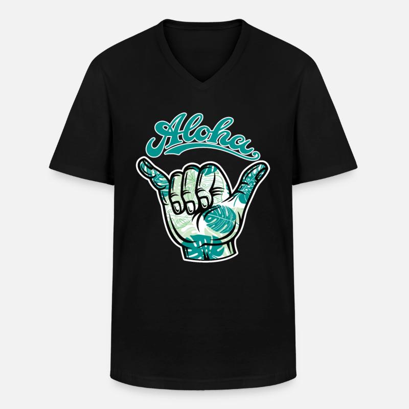 3 Aloha Shaka - Männer-T-Shirt mit V-Ausschnitt - Schwarz