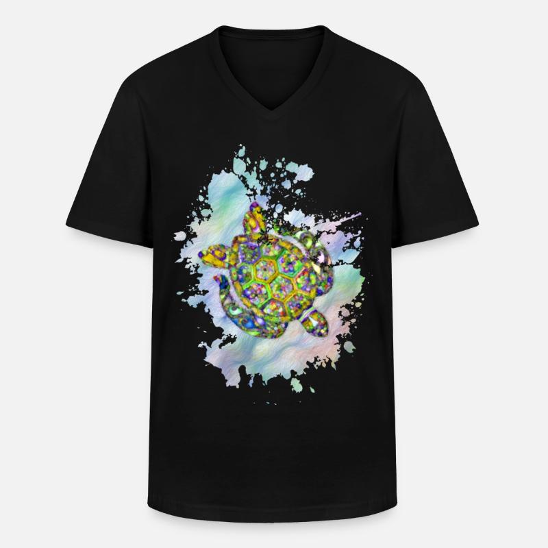Schildkröte im Meer - Männer-T-Shirt mit V-Ausschnitt - Schwarz