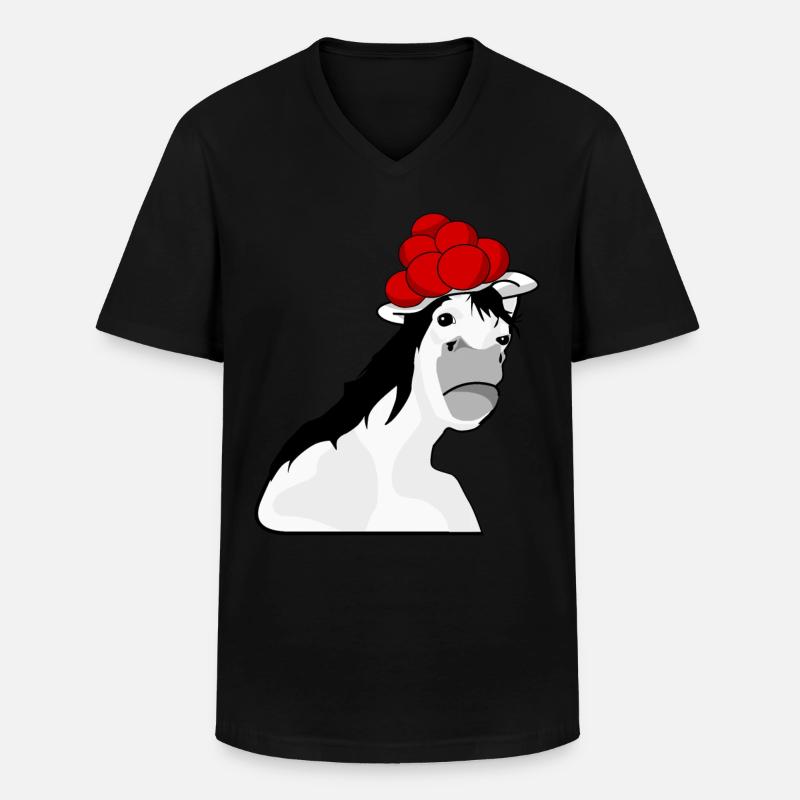 Schwarzwald Pferd mit Bollenhut - Männer-T-Shirt mit V-Ausschnitt - Schwarz