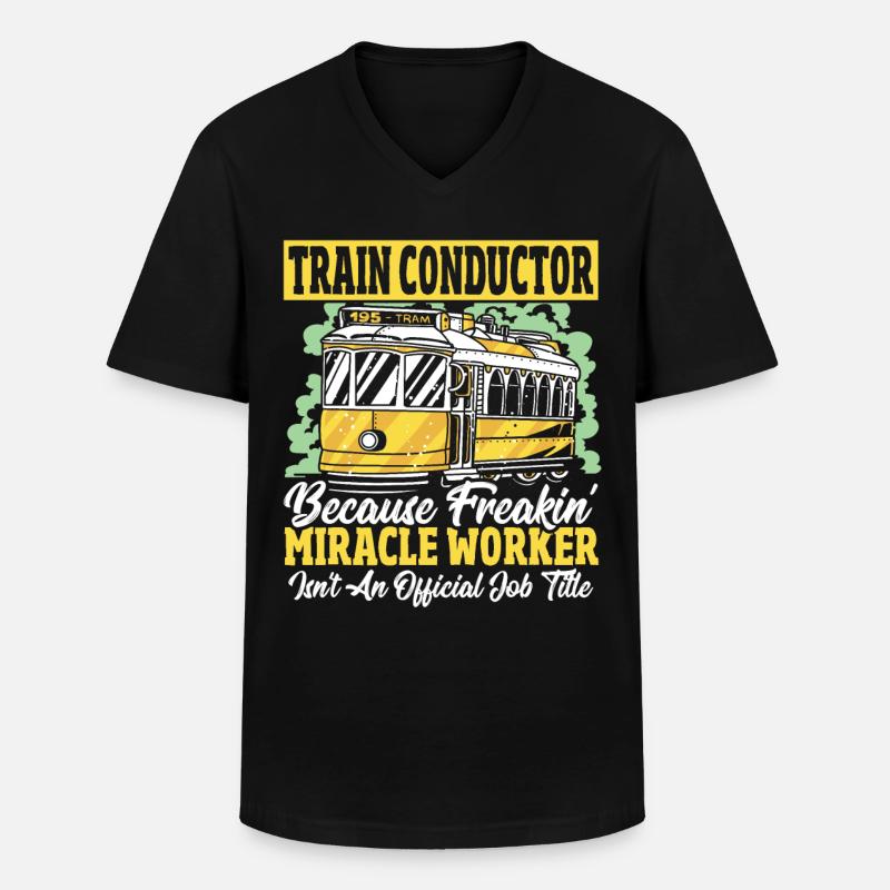 Zugbegleiter Offizielle Berufsbezeichnung - Männer-T-Shirt mit V-Ausschnitt - Schwarz