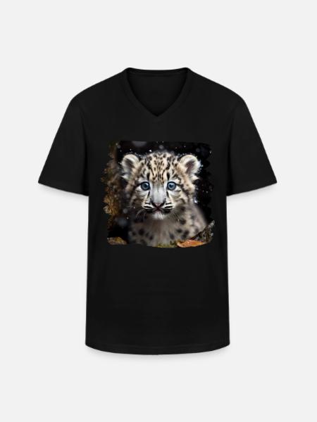 Snow Leopard Snow Leopard - Men's V-Neck T-Shirt - black