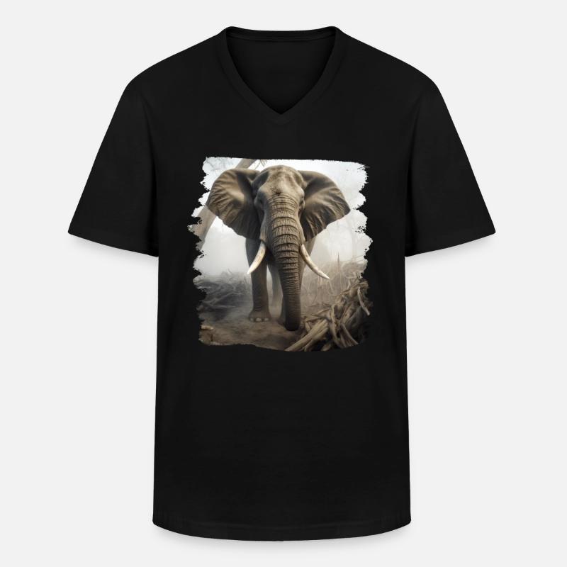 Elefanten realistic Elefant - Männer-T-Shirt mit V-Ausschnitt - Schwarz