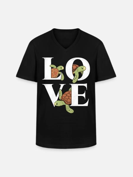 Sea Turtle Tortoise Love - Men's V-Neck T-Shirt - black