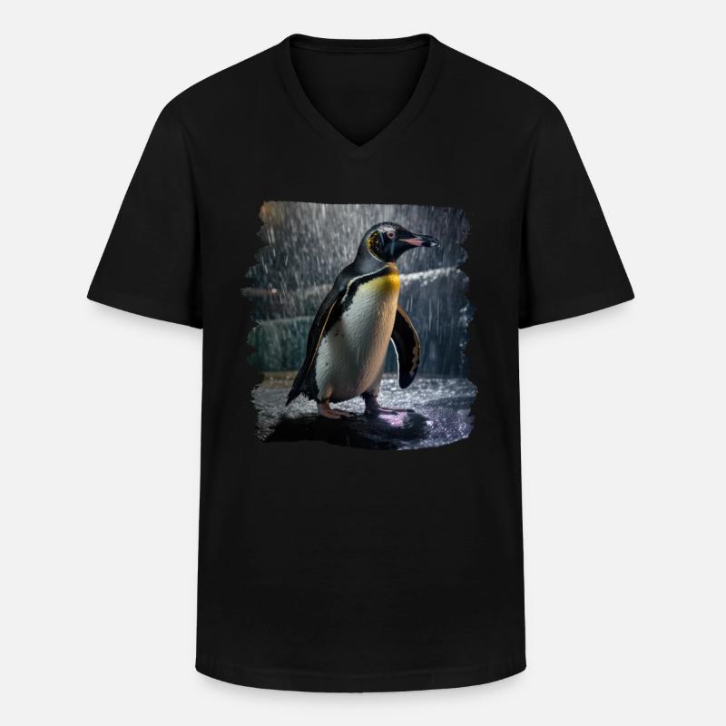 Pinguine realistic Pinguin - Männer-T-Shirt mit V-Ausschnitt - Schwarz