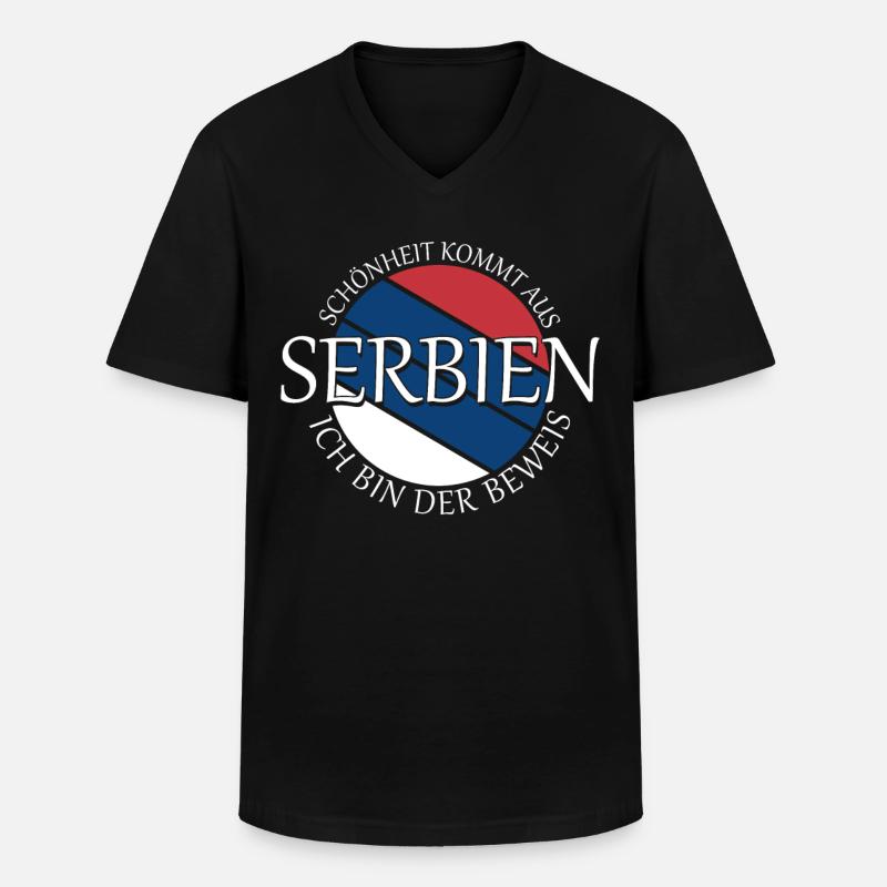 serbische Flagge Serbien Serbe - Männer-T-Shirt mit V-Ausschnitt - Schwarz