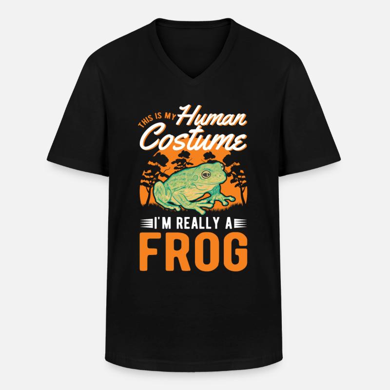 Frosch Halloween Laubfrosch - Männer-T-Shirt mit V-Ausschnitt - Schwarz