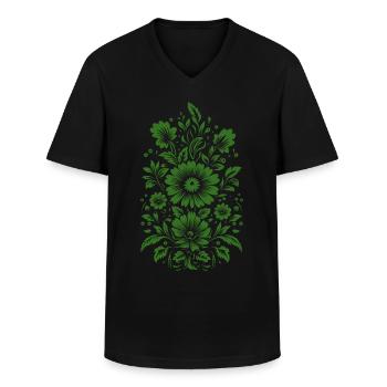 Schönes grünes Blumenmuster - Männer-T-Shirt mit V-Ausschnitt - Schwarz - Vorne - AI Model Male 178 dark (178cm)