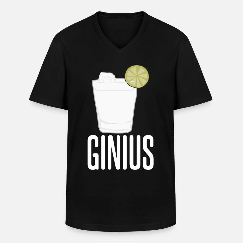 Gin - Ginius - Männer-T-Shirt mit V-Ausschnitt - Schwarz