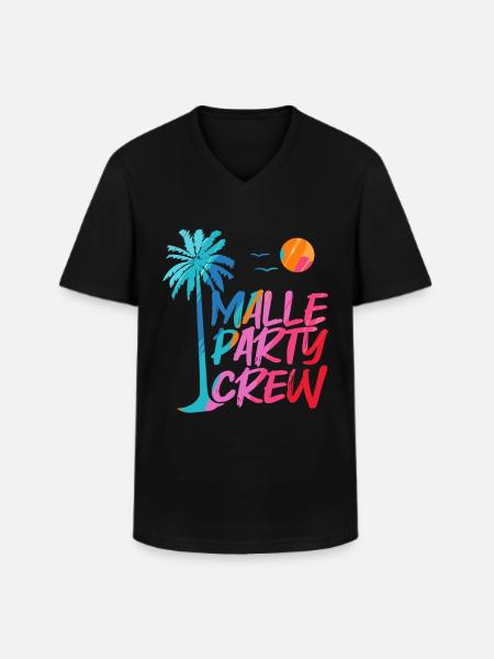 Malle Party Crew - Männer-T-Shirt mit V-Ausschnitt - Schwarz