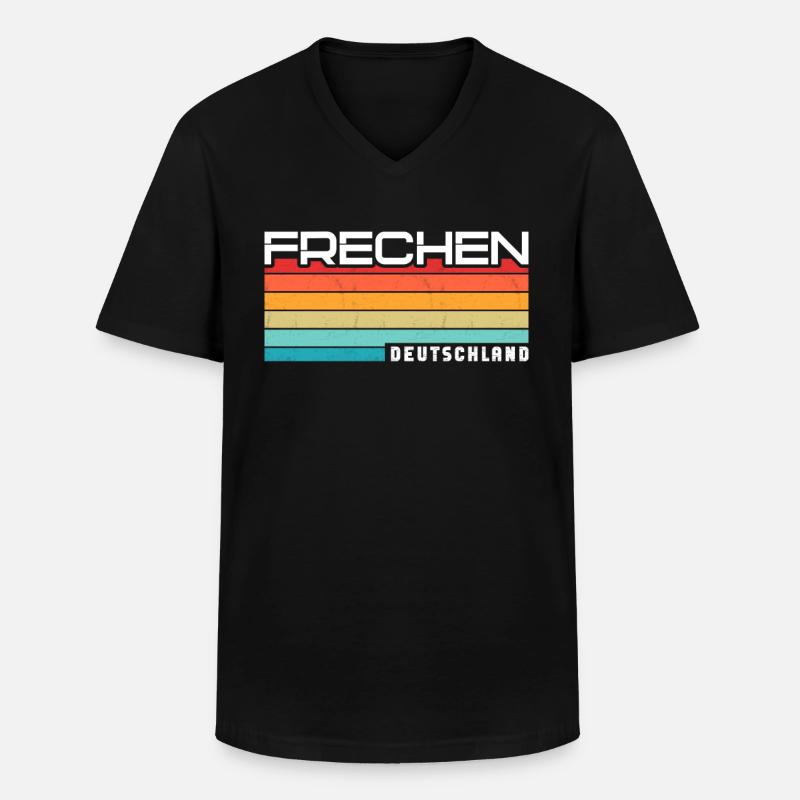 Frechenerin Frechener Frechen - Männer-T-Shirt mit V-Ausschnitt - Schwarz