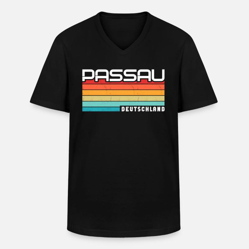 Passauerin Passauer Passau - Männer-T-Shirt mit V-Ausschnitt - Schwarz