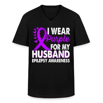 Wear purple for Epilepsy Awareness Month - Men's V-Neck T-Shirt - black - Front - AI Model Male 178 dark (178cm)