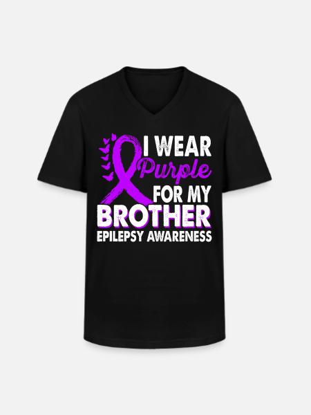 Wear purple for the - Men's V-Neck T-Shirt - black