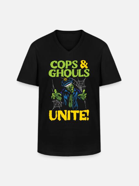 Policemen and ghosts, unite! Policeman - Men's V-Neck T-Shirt - black