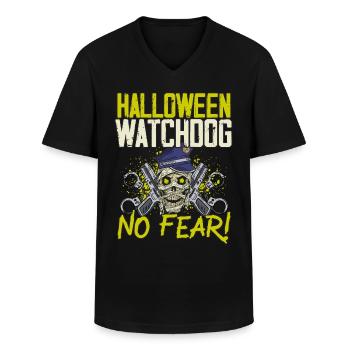 Halloween watchdog, fear not! Policeman Halloween - Men's V-Neck T-Shirt - black - Front - AI Model Male 178 dark (178cm)