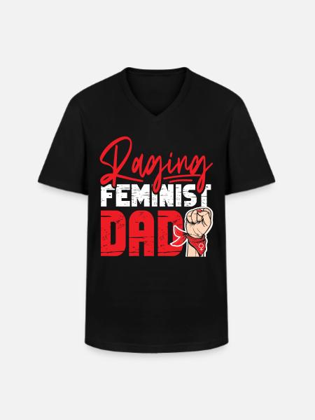 Père féministe enragé - T-shirt col V Homme - noir