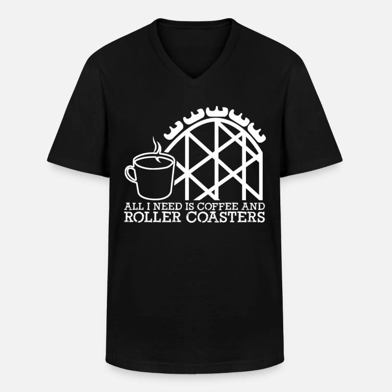 Achterbahn Kaffee Achterbahnfahrer - Männer-T-Shirt mit V-Ausschnitt - Schwarz