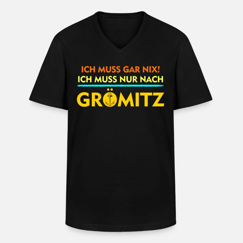 Grömitz Urlauber - Männer-T-Shirt mit V-Ausschnitt - Schwarz