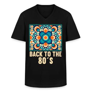 80er Motto Party Back to the 80s Jahre Kostüm - Männer-T-Shirt mit V-Ausschnitt - Schwarz - Vorne - AI Model Male 178 dark (178cm)
