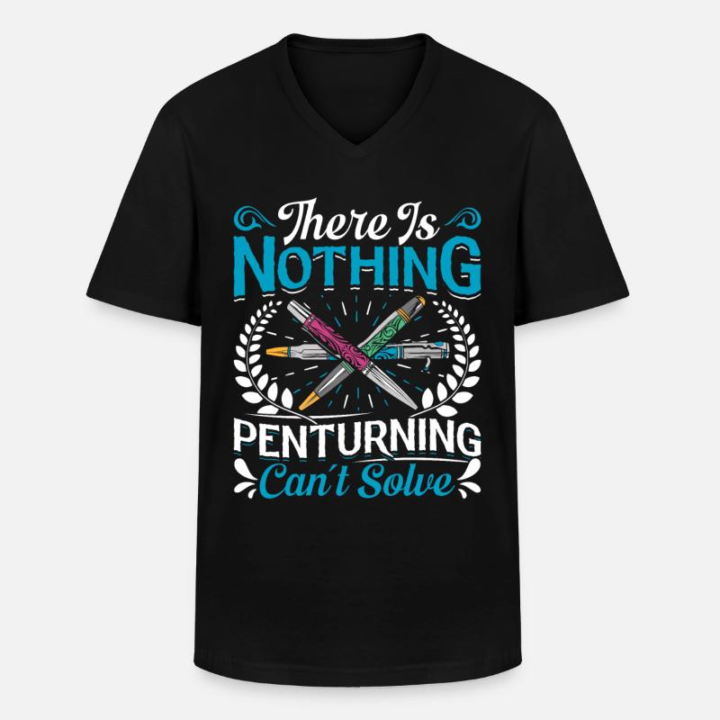 Pen Turning Kit - Männer-T-Shirt mit V-Ausschnitt - Schwarz