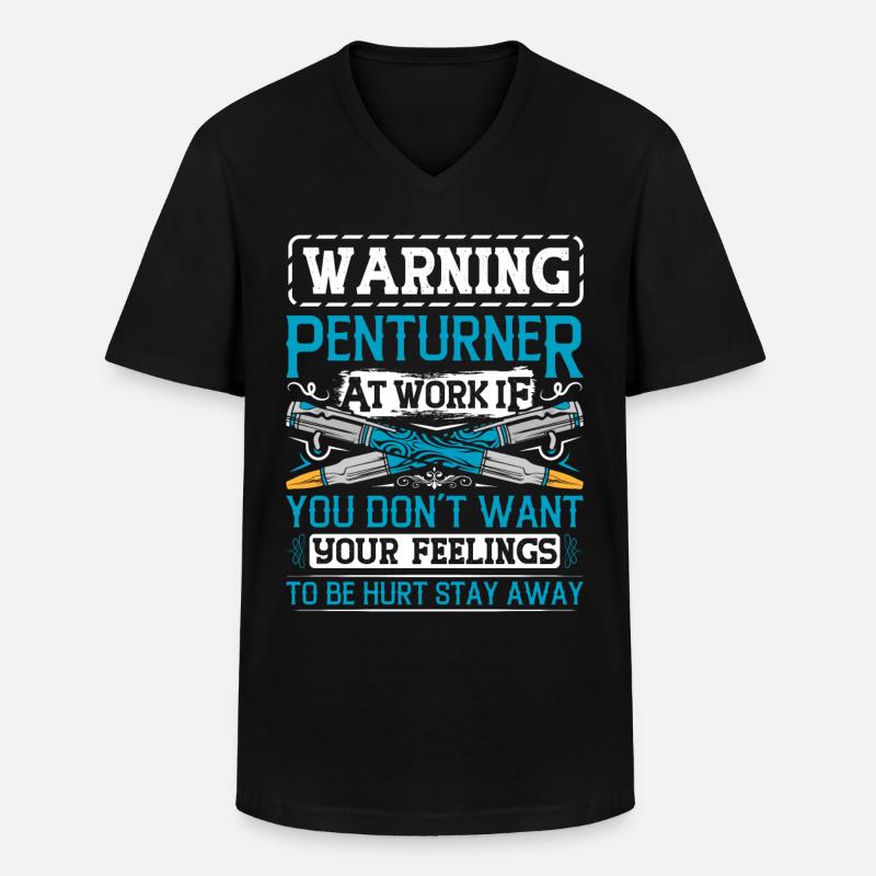 Pen Turning Kit - Männer-T-Shirt mit V-Ausschnitt - Schwarz