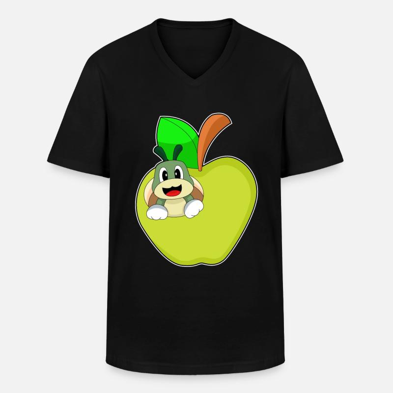 Caterpillar Apple Fruit - Men's V-Neck T-Shirt - black