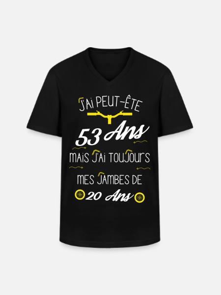 cadeau 53 Ans vélo - T-shirt col V Homme - noir