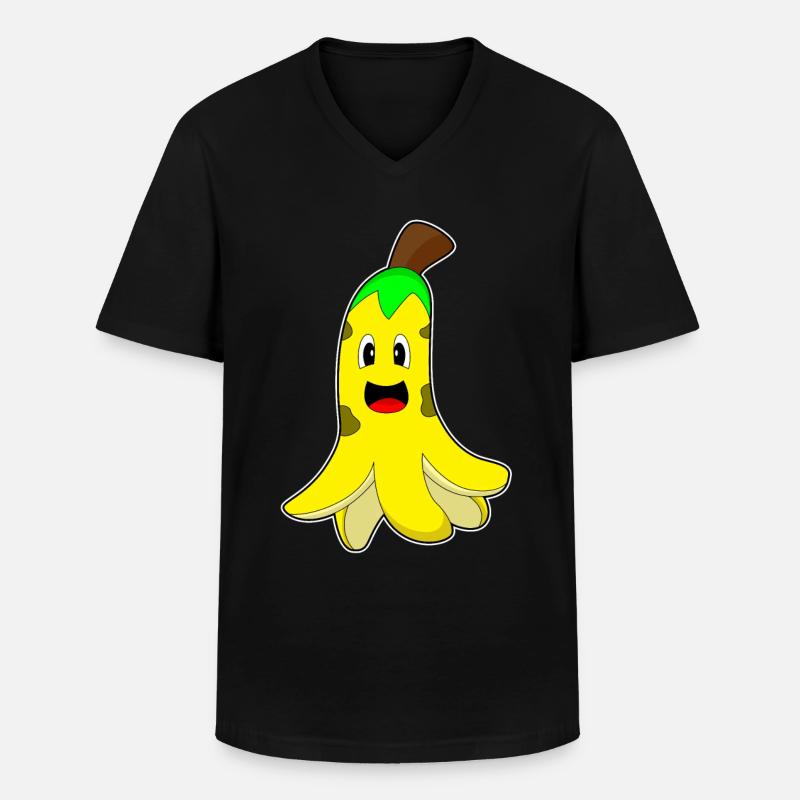 Krake Banane - Männer-T-Shirt mit V-Ausschnitt - Schwarz